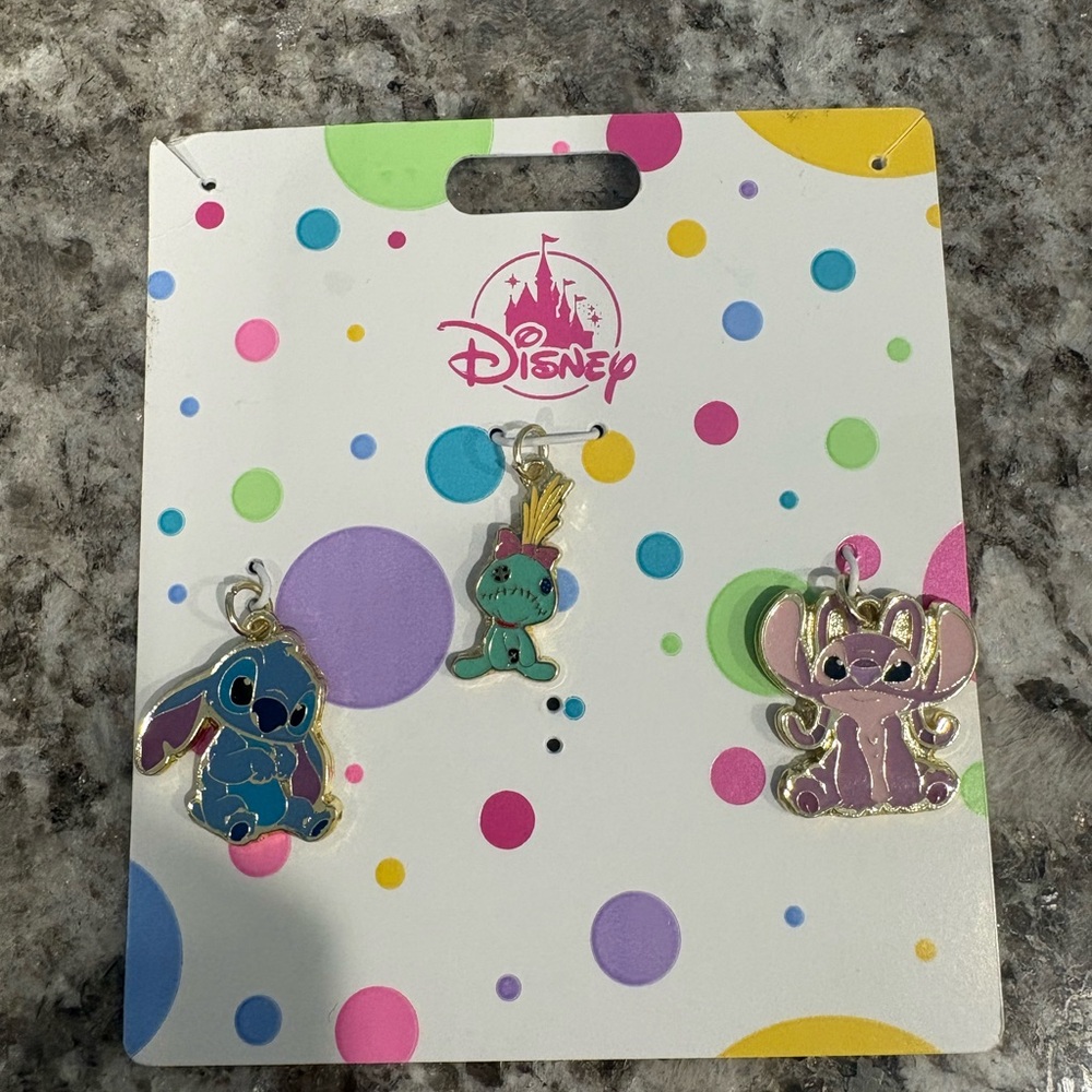 Disney Lilo & Stitch Enamel Charm Trio - Blue, Pink & Green